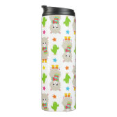 Muster Llamas, Niedlich Llamas, Alpacas, Kakteen Thermosbecher (Nach rechts gedreht)