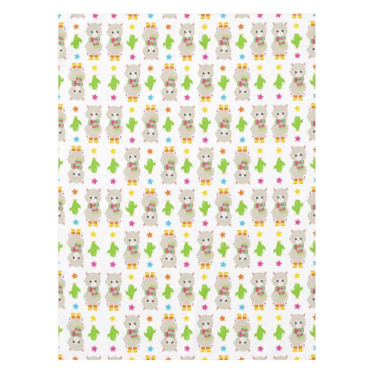 Muster Llamas, Niedlich Llamas, Alpacas, Kakteen Tischdecke (Vorderseite)