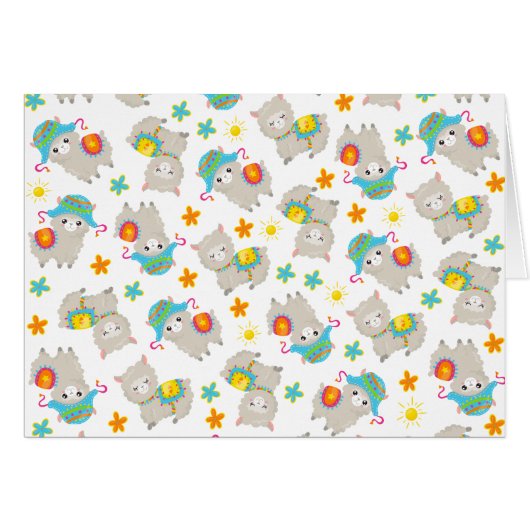 Muster Llamas, Niedliche Llamas, Alpacas, Blume (Vorderseite (Horizontal))
