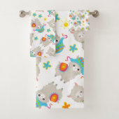 Muster Llamas, Niedliche Llamas, Alpacas, Blume Badhandtuch Set (Insitu)