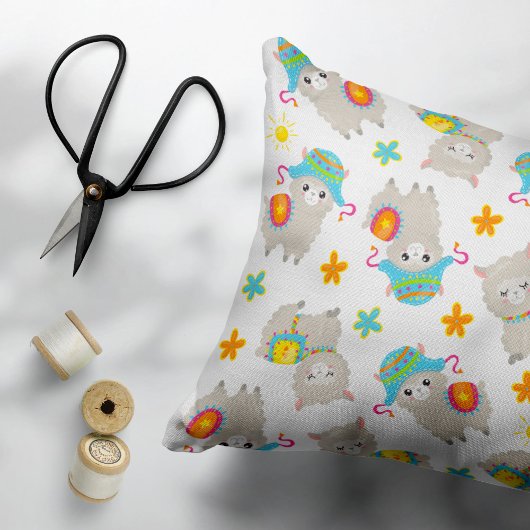 Muster Llamas, Niedliche Llamas, Alpacas, Blume Dekokissen