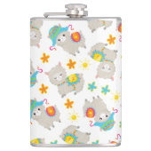 Muster Llamas, Niedliche Llamas, Alpacas, Blume Flachmann (Vorderseite)