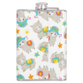 Muster Llamas, Niedliche Llamas, Alpacas, Blume Flachmann (Rückseite)