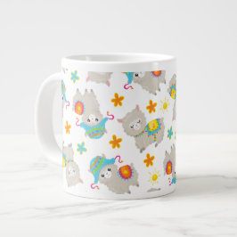 Muster Llamas, Niedliche Llamas, Alpacas, Blume Jumbo-Tasse