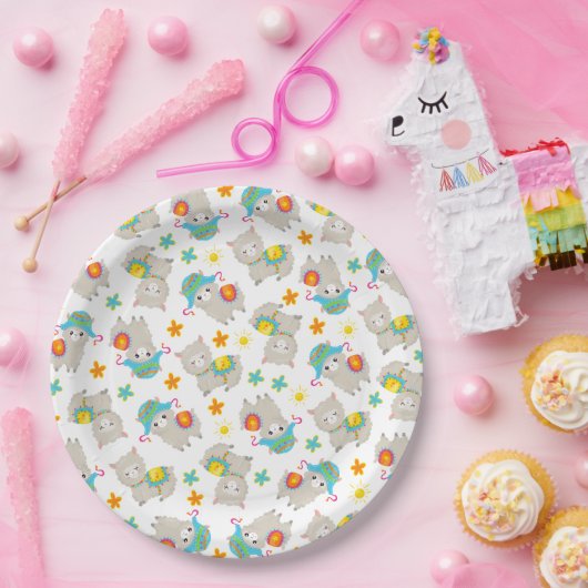 Muster Llamas, Niedliche Llamas, Alpacas, Blume Pappteller (Party)