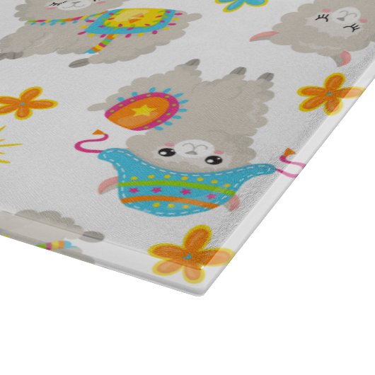 Muster Llamas, Niedliche Llamas, Alpacas, Blume Schneidebrett (Ecke)