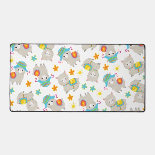 Muster Llamas, Niedliche Llamas, Alpacas, Blume Schreibtischunterlage (Vorderseite)