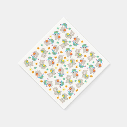 Muster Llamas, Niedliche Llamas, Alpacas, Blume Serviette (Ecke)