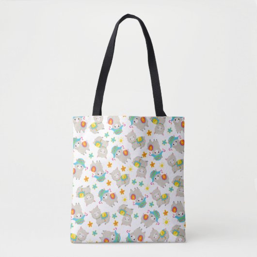 Muster Llamas, Niedliche Llamas, Alpacas, Blume Tasche (Vorderseite)