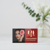 Muster-Logo | Modell mit Rose | Red Gloss Visitenkarte (Stehend Vorderseite)