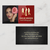 Muster-Logo | Modell mit Rose | Red Gloss Visitenkarte (Vorne/Hinten)