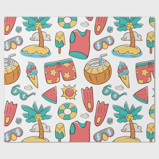 Muster lustiger Sommerurlaub Geschenkpapier (Flach)