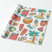 Muster lustiger Sommerurlaub Geschenkpapier (Ungerollt)