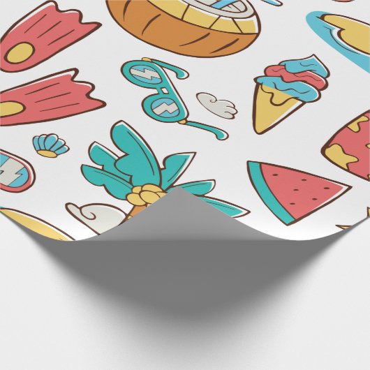 Muster lustiger Sommerurlaub Geschenkpapier (Ecke)