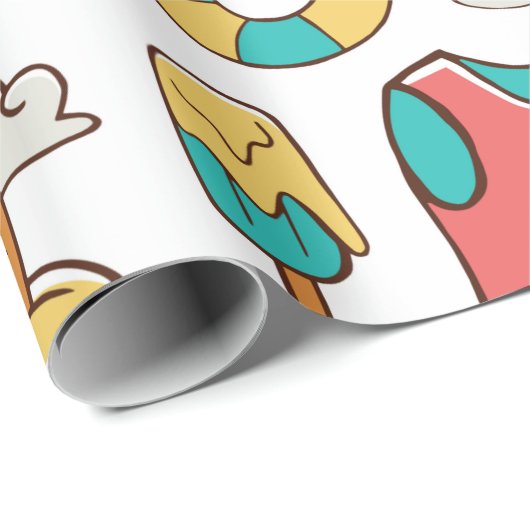 Muster lustiger Sommerurlaub Geschenkpapier (Rolleneckpunkt)