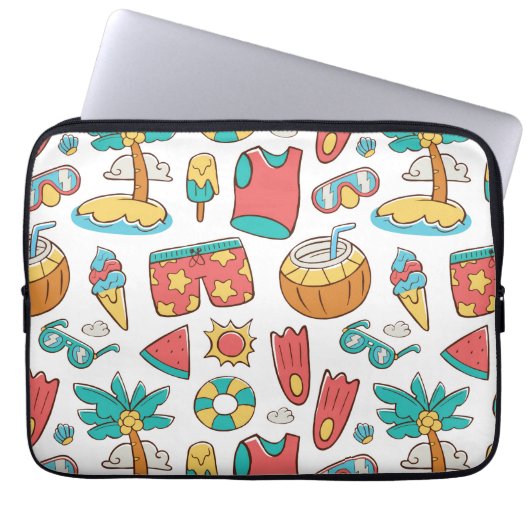 Muster lustiger Sommerurlaub Laptopschutzhülle (Vorderseite)