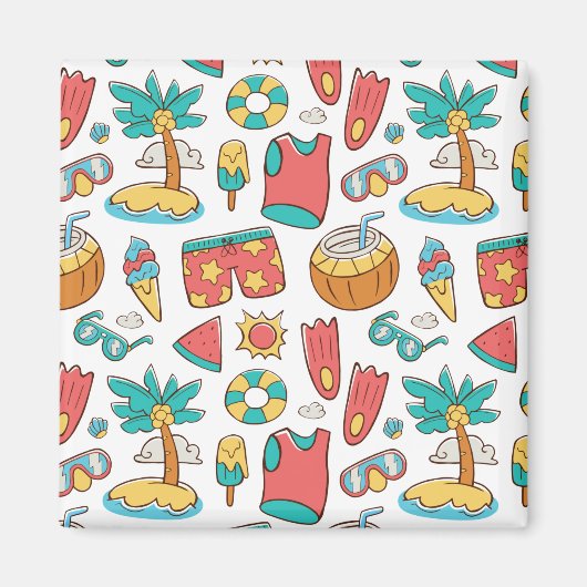 Muster lustiger Sommerurlaub Magnet (Vorne)