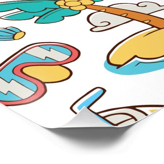 Muster lustiger Sommerurlaub Poster (Ecke)