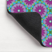 Muster Magenta, Rosa und Grüne Blume Mousepad (Ecke)