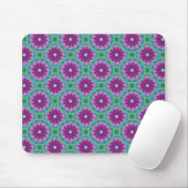 Muster Magenta, Rosa und Grüne Blume Mousepad (Mit Mouse)