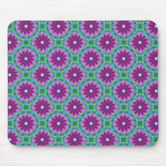 Muster Magenta, Rosa und Grüne Blume Mousepad (Vorne)