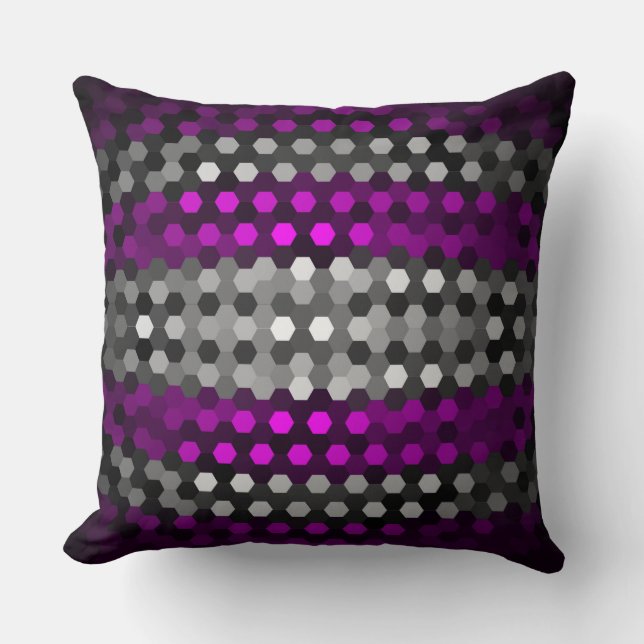 Muster Magenta und Gray Hexagons Kissen (Vorderseite)