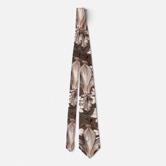 Muster Magnolien und Fleur-de-lis Krawatte (Rückseite)