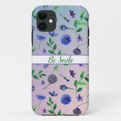 Muster marineblaue Blumen iPhone Case (Rückseite)