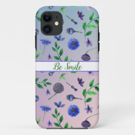 Muster marineblaue Blumen iPhone Case