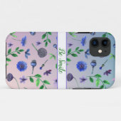 Muster marineblaue Blumen iPhone Case (Rückseite (Horizontal))