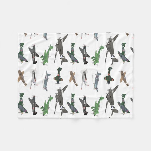 Muster mehrerer WW2-Flugzeuge Fleecedecke (Vorderseite (Horizontal))