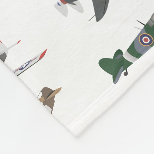 Muster mehrerer WW2-Flugzeuge Fleecedecke (Ecke)