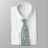 Muster Mint-Green & Gray Floral Damask Krawatte (Gebunden)