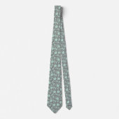Muster Mint-Green & Gray Floral Damask Krawatte (Vorderseite)