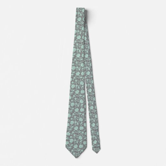 Muster Mint-Green & Gray Floral Damask Krawatte (Vorderseite)