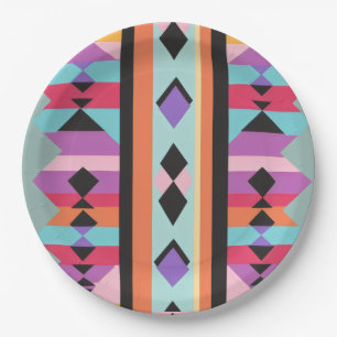 Muster-Mischung für Retro Geometric Pappteller