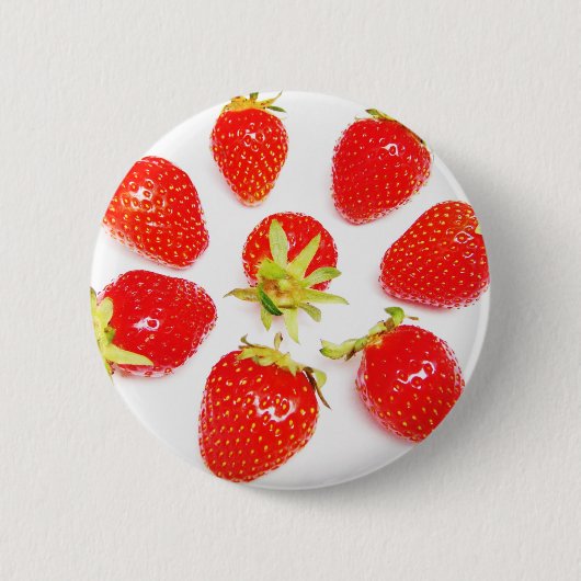 Muster mit 8 Erdbeeren Button (Vorderseite)