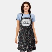 Muster mit alten Barbierwerkzeugen Schürze (Getragen)