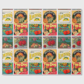Muster mit alten Fruchtetiketten Geschenkpapier (Flach)