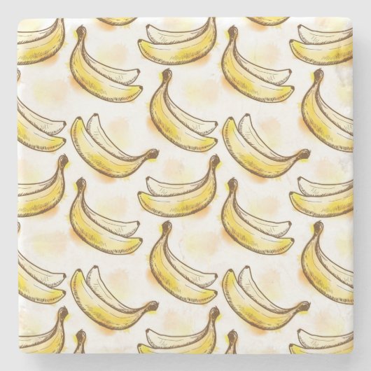 Muster mit Banane Steinuntersetzer (Vorderseite)