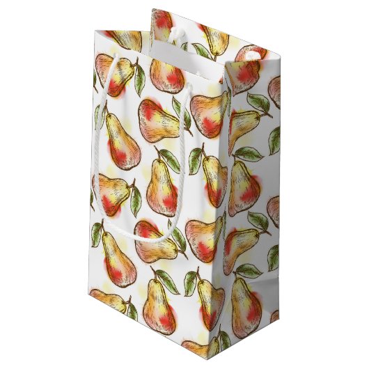 Muster mit Birne Kleine Geschenktüte (Rückseite Schrägansicht)