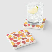 Muster mit Birnen Steinuntersetzer (Seitenansicht)