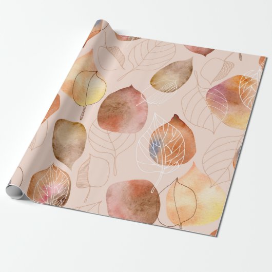 Muster mit Blätter. Grafik- und Aquarellblatt. Geschenkpapier (Ungerollt)