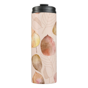 Muster mit Blätter. Grafik- und Aquarellblatt.  Thermosbecher