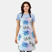 Muster mit blauem Blumenstrauß aus Blume und Blätt Schürze (Getragen)