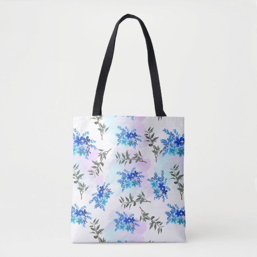 Muster mit blauem Blumenstrauß aus Blume und Blätt Tasche (Vorderseite)