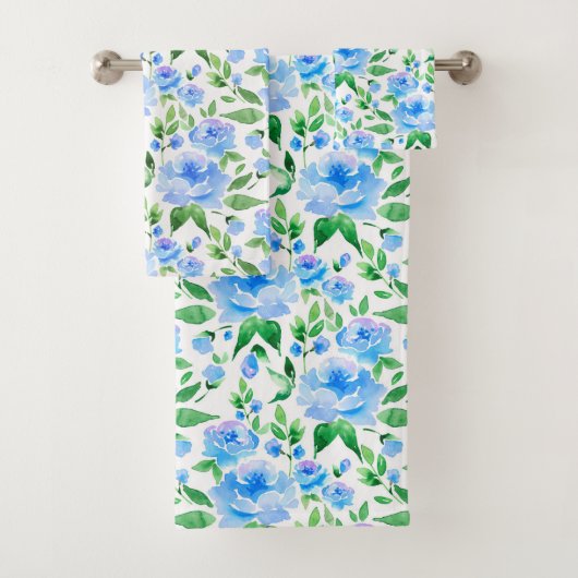 Muster mit blauen Blume Badhandtuch Set (Insitu)