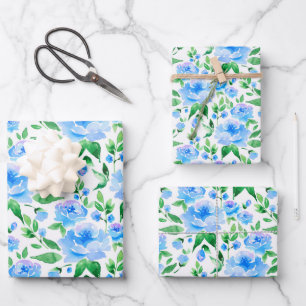 Muster mit blauen Blume Geschenkpapier Set