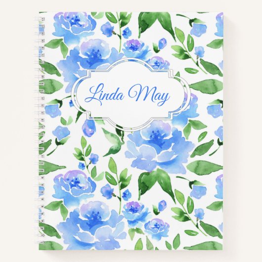 Muster mit blauen Blume Notizblock (Vorderseite)