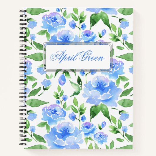 Muster mit blauen Blume Notizblock (Vorderseite)